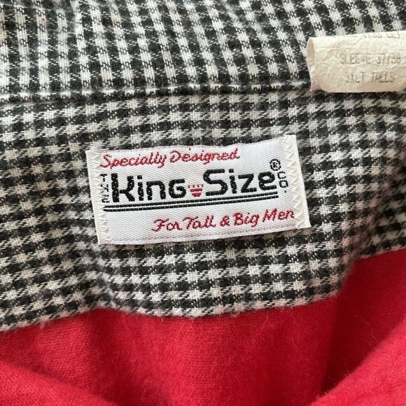 Vintage King Size Men’s 3XLT Tall Red Flannel Shirt Plaid Flip Cuff Button Up - Picture 5 of 5